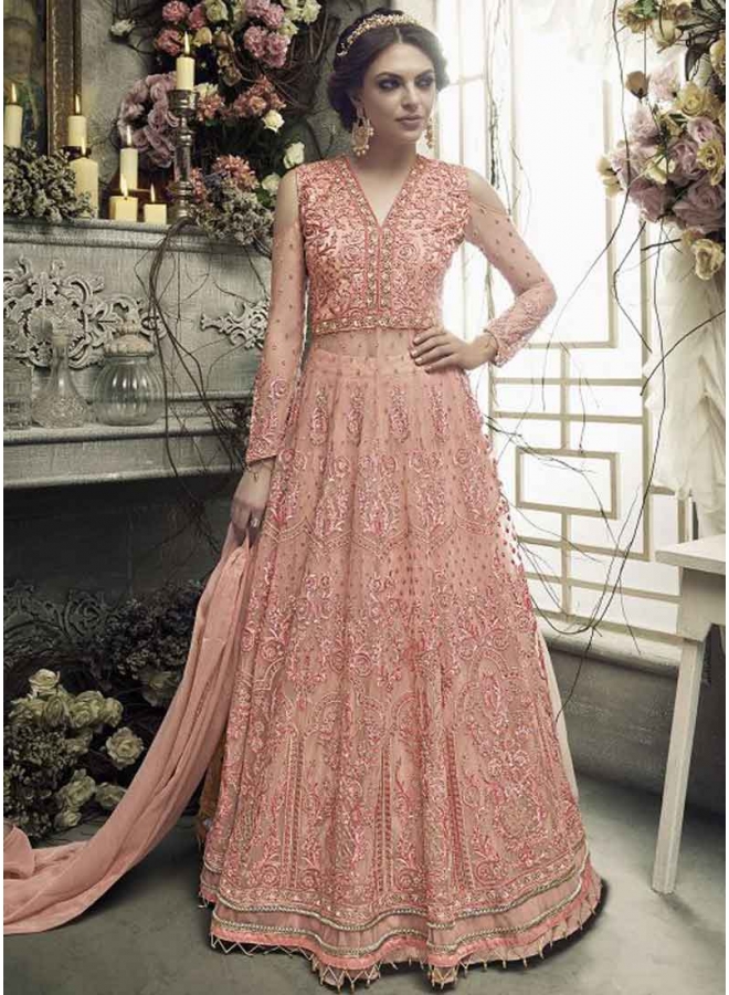 Pink Colour Heavy Embroidery Multi Work Heavy Rasal Net Designer Salwar Kameez